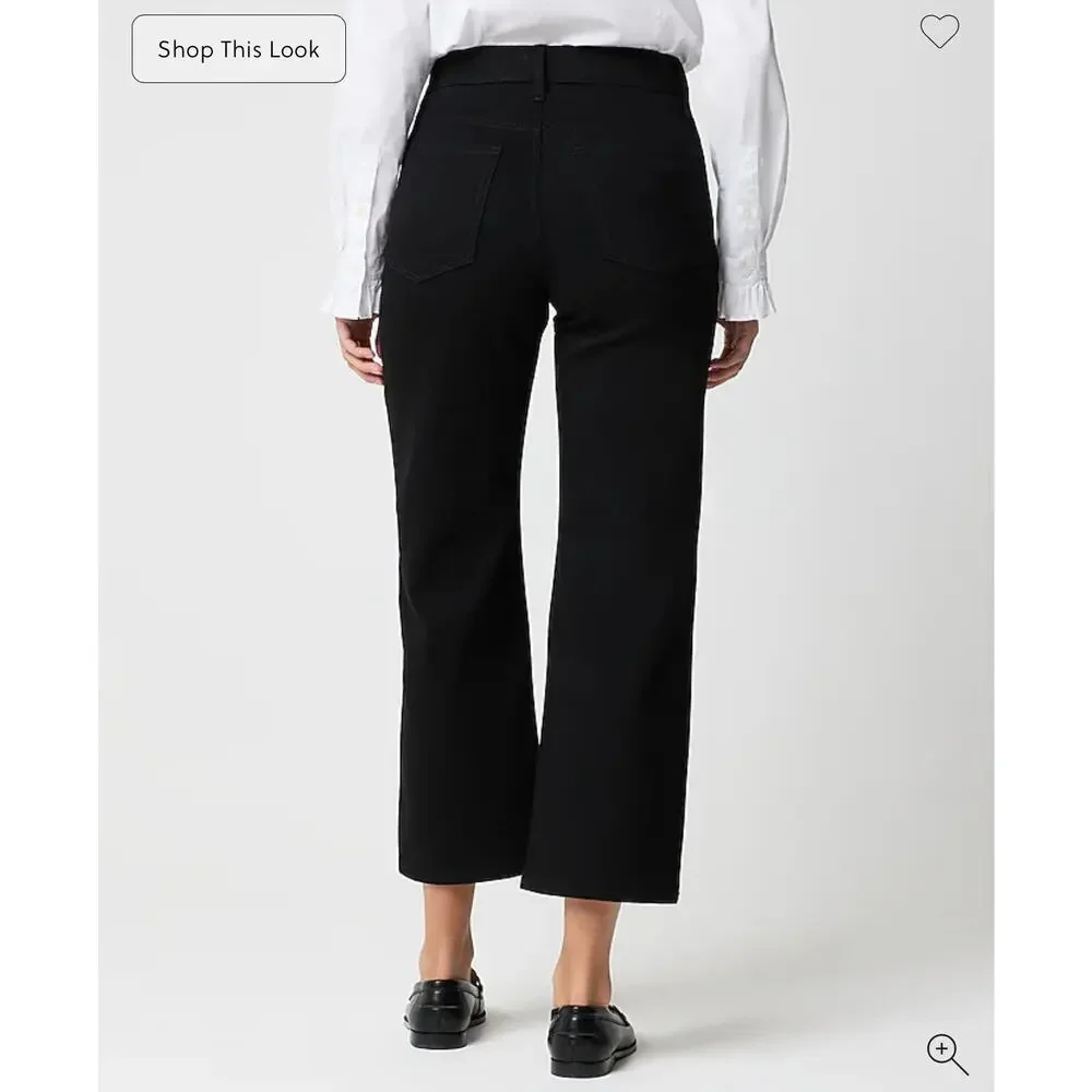 J. Crew Black wide-leg cropped jean in all-day stretch Black NWT size 35